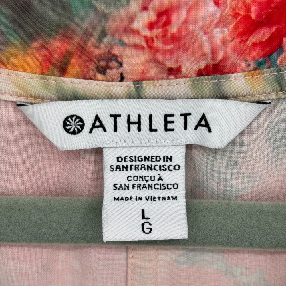 Athleta Marlow Renewed Bloom Tie Waist Romper Pink Pattern Women's Size Large - Picture 3 of 8